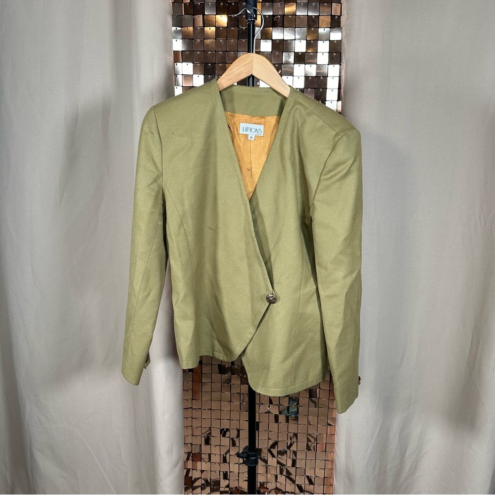 Vintage Lipton's CA 06161 Olive Green 1 Button Closure Blazer Size 10